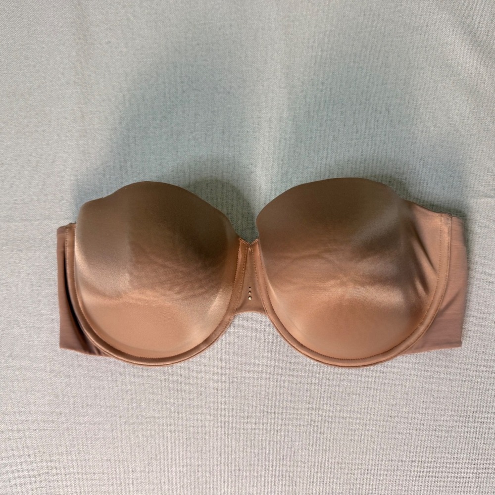 Victorias Secret BioFit Multi-Way Strapless Bra 38DD Tan Nude Padded Underwire